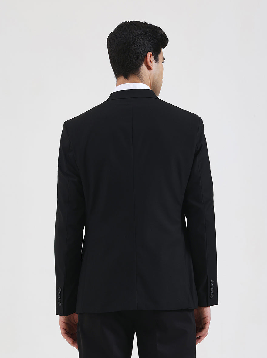 Black Solid Regular Fit Blazer | JadeBlue