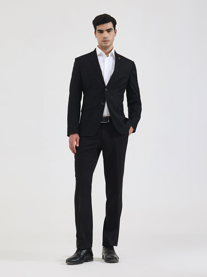 Black Solid Regular Fit Blazer | JadeBlue