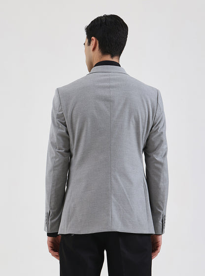 Grey Solid Regular Fit Blazer | JadeBlue