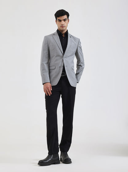 Grey Solid Regular Fit Blazer | JadeBlue