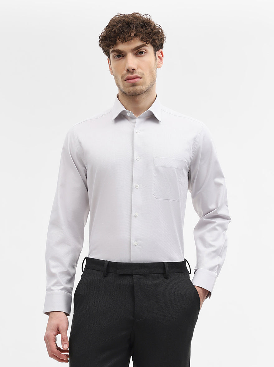 Grey Solid Regular Fit Formal Shirt | JadeBlue