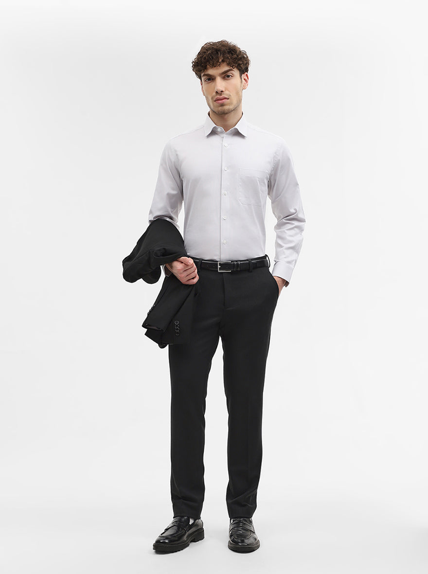 Grey Solid Regular Fit Formal Shirt | JadeBlue