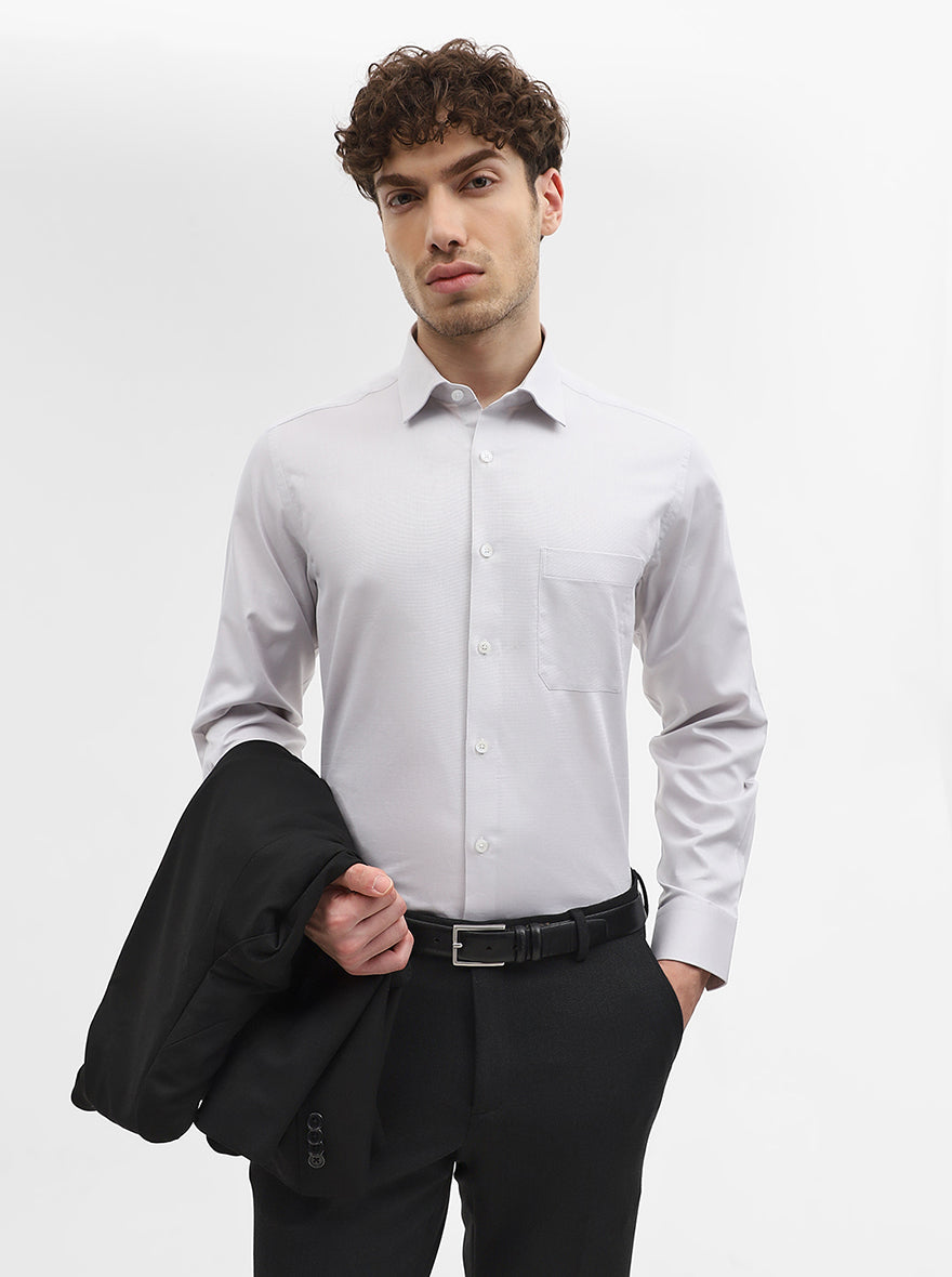 Grey Solid Regular Fit Formal Shirt | JadeBlue