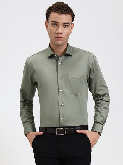 Pista Solid Slim Fit Formal Shirt | Metal