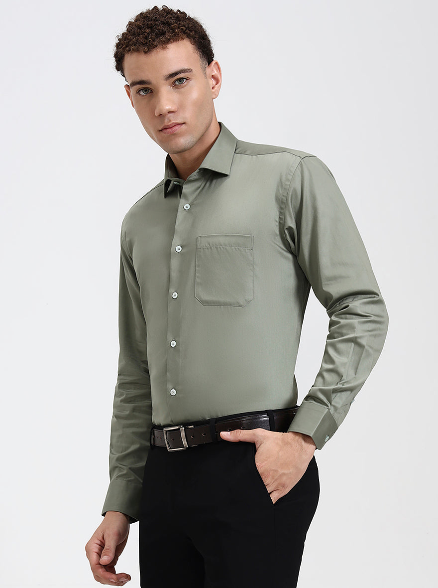 Pista Solid Slim Fit Formal Shirt | Metal