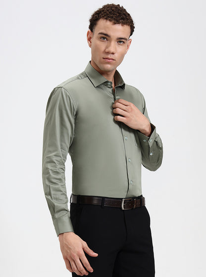 Pista Solid Slim Fit Formal Shirt | Metal