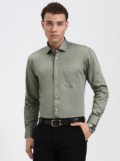 Pista Solid Slim Fit Formal Shirt | Metal