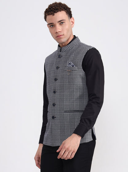 Blue Checked Regular Fit Waistcoat  | Wyre