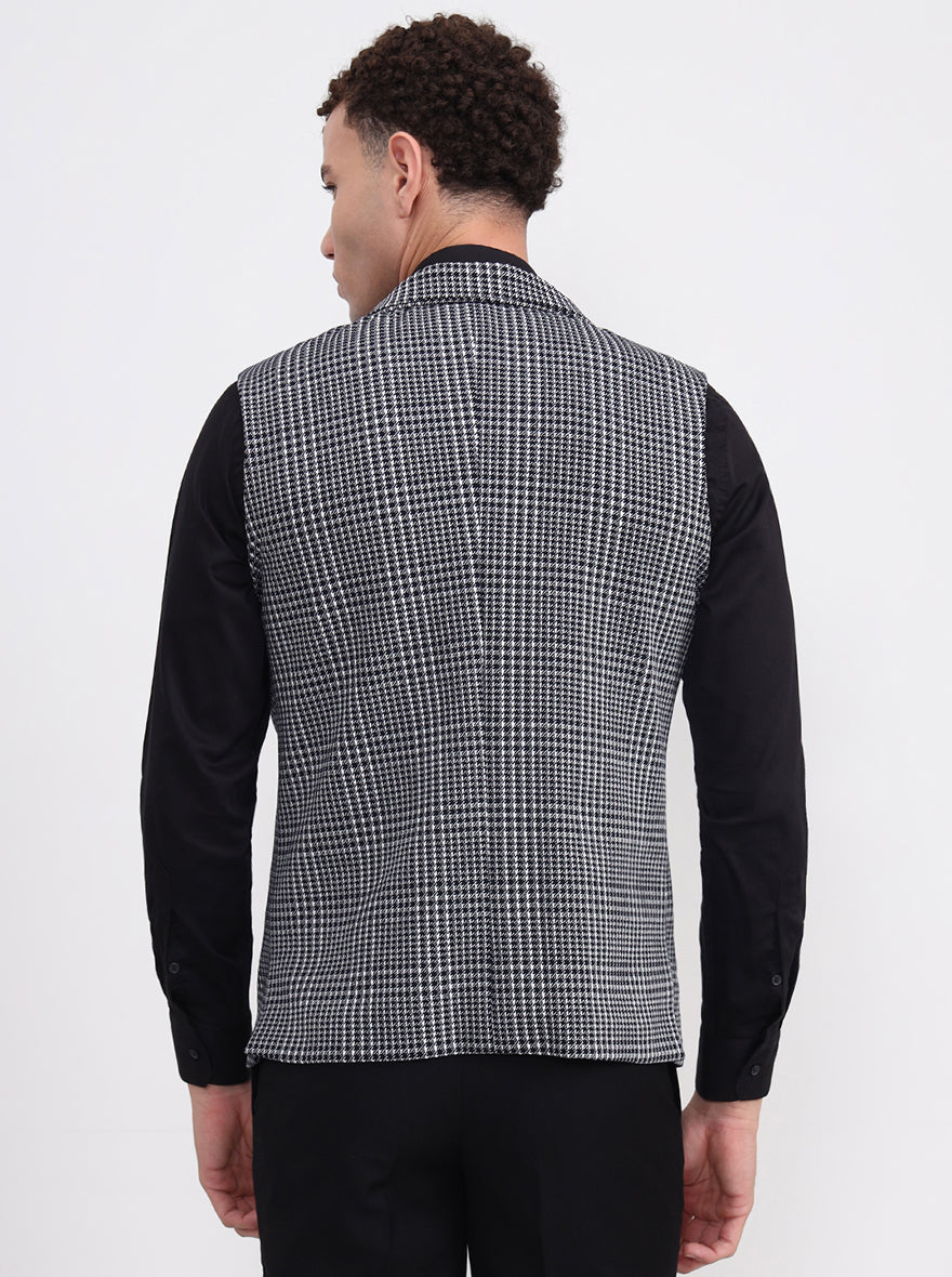 Blue Checked Regular Fit Waistcoat  | Wyre