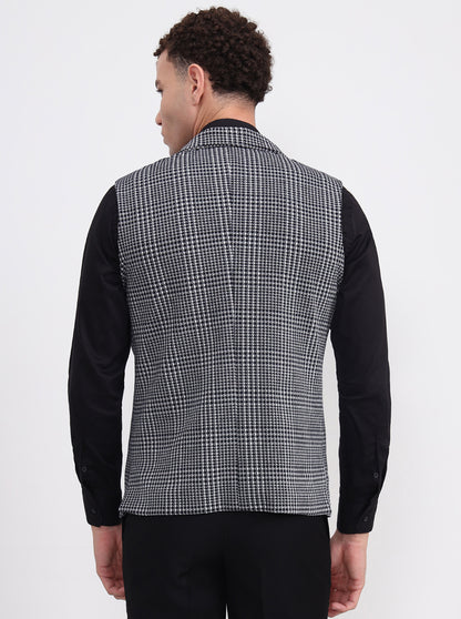 Blue Checked Regular Fit Waistcoat  | Wyre