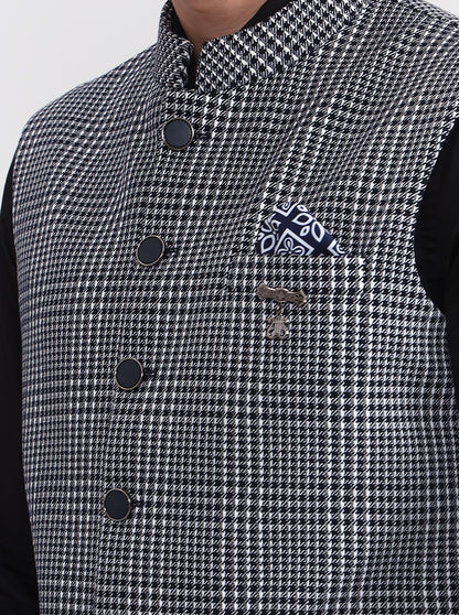 Blue Checked Regular Fit Waistcoat  | Wyre