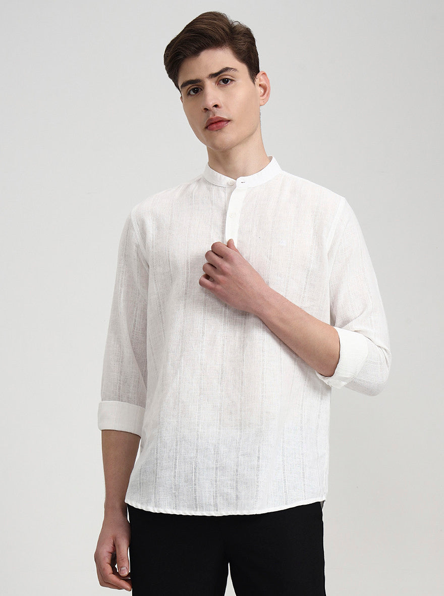 White Solid Slim Fit Semi Casual Shirt | JadeBlue