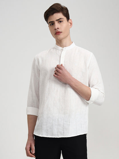 White Solid Slim Fit Semi Casual Shirt | JadeBlue