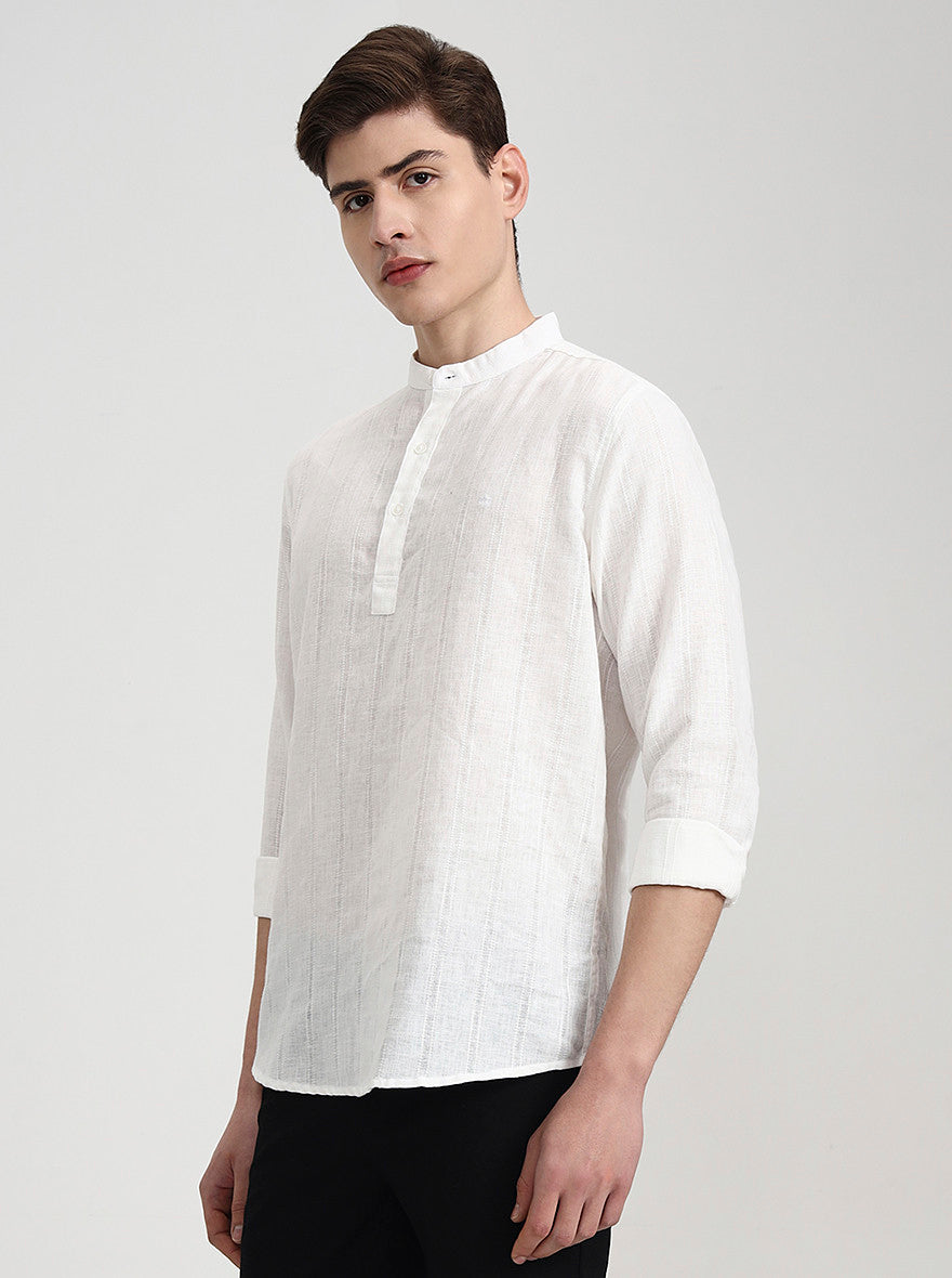 White Solid Slim Fit Semi Casual Shirt | JadeBlue
