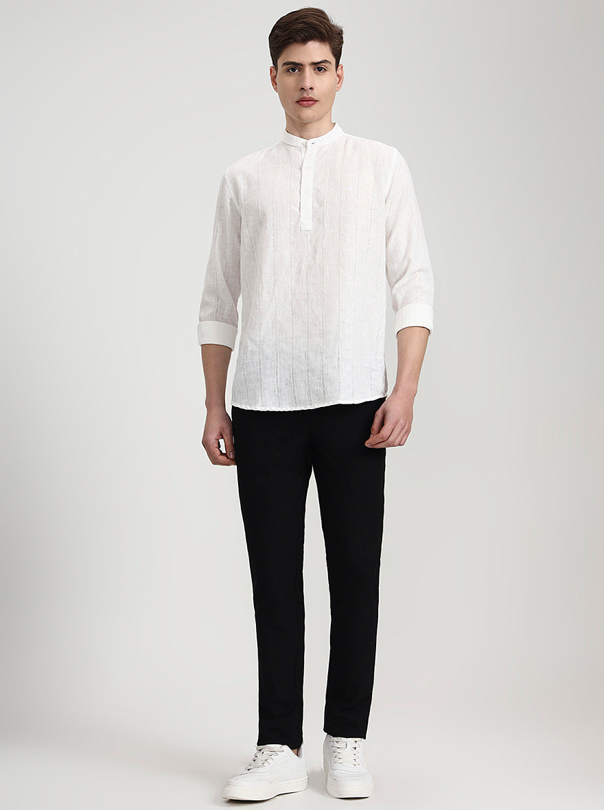 White Solid Slim Fit Semi Casual Shirt | JadeBlue
