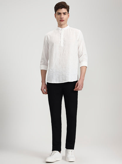 White Solid Slim Fit Semi Casual Shirt | JadeBlue