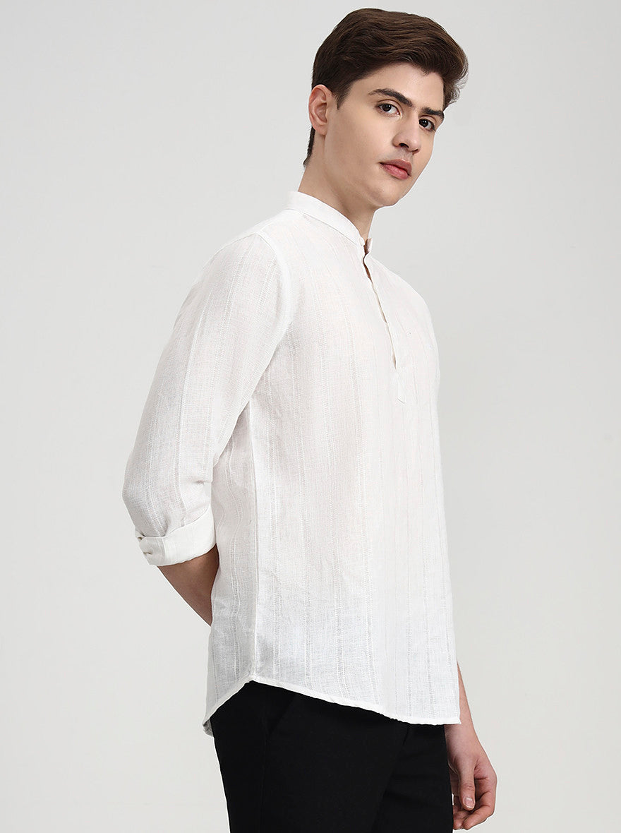 White Solid Slim Fit Semi Casual Shirt | JadeBlue