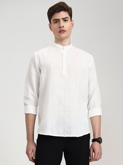 White Solid Slim Fit Semi Casual Shirt | JadeBlue