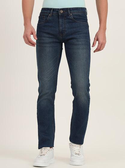 Dark Blue Washed Narrow Fit Jeans | Greenfibre