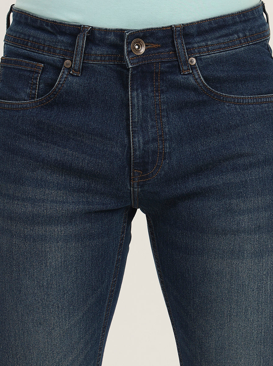 Dark Blue Washed Narrow Fit Jeans | Greenfibre