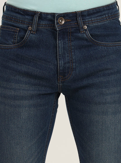 Dark Blue Washed Narrow Fit Jeans | Greenfibre