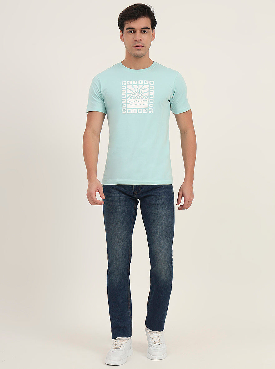 Dark Blue Washed Narrow Fit Jeans | Greenfibre