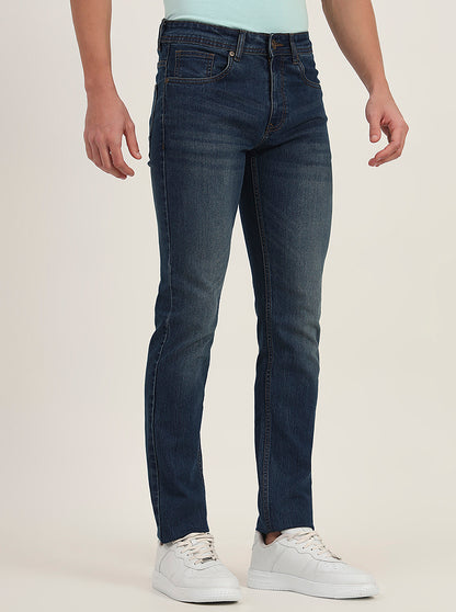 Dark Blue Washed Narrow Fit Jeans | Greenfibre