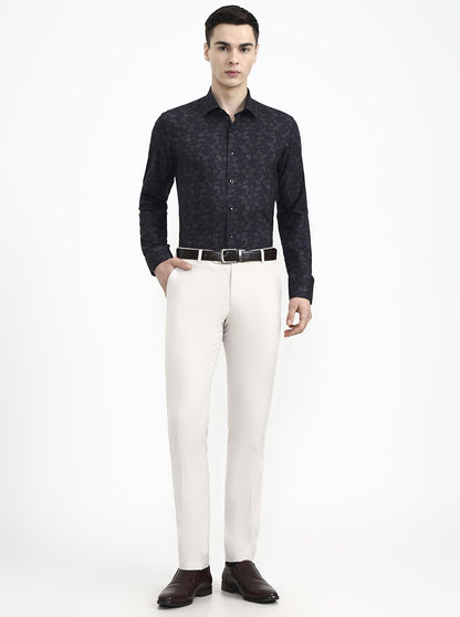 Blue Printed Slim Fit Party Wear Shirt | Wyre
