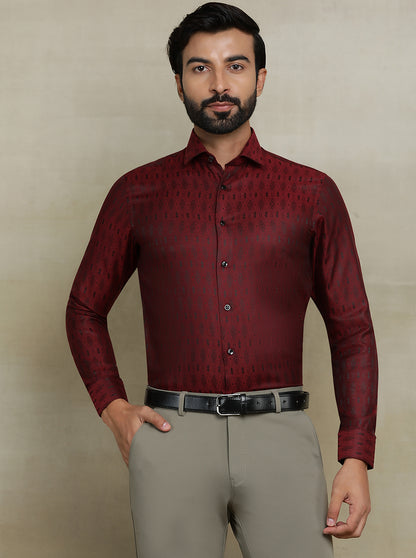 Maroon Printed Slim fit Party Wear Shirt | Wyre