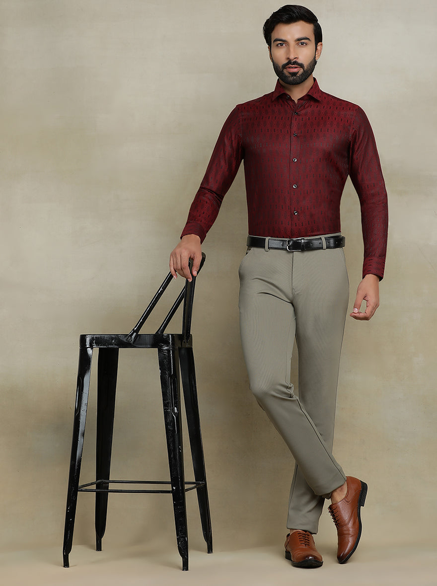 Maroon Printed Slim fit Party Wear Shirt | Wyre