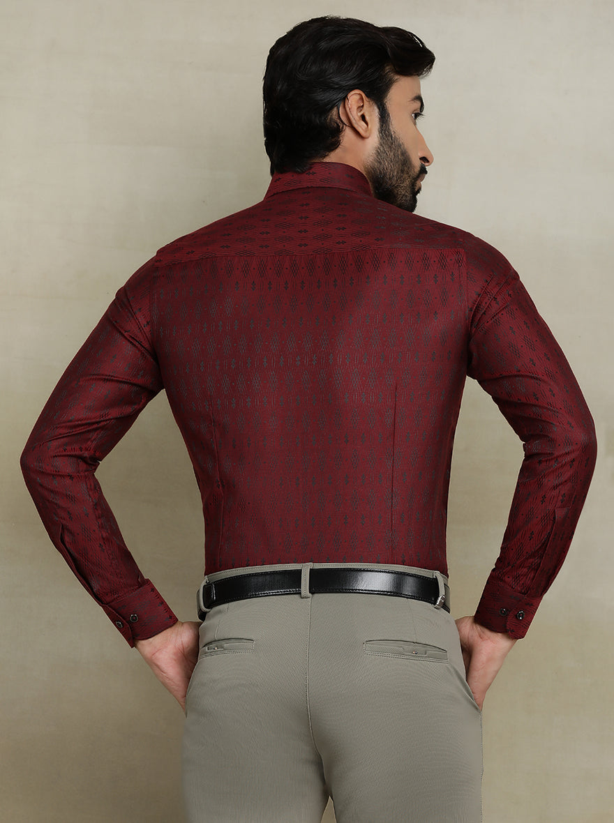 Maroon Printed Slim fit Party Wear Shirt | Wyre