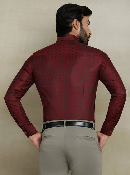 Maroon Printed Slim fit Party Wear Shirt | Wyre