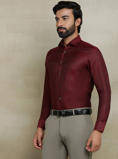 Maroon Printed Slim fit Party Wear Shirt | Wyre