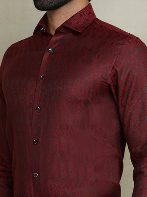 Maroon Printed Slim fit Party Wear Shirt | Wyre