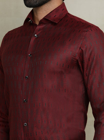 Maroon Printed Slim fit Party Wear Shirt | Wyre