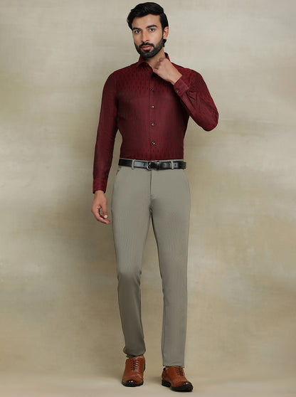 Maroon Printed Slim fit Party Wear Shirt | Wyre