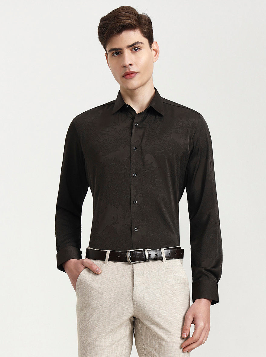 Olive Solid Slim Fit Party Wear Shirt | Wyre