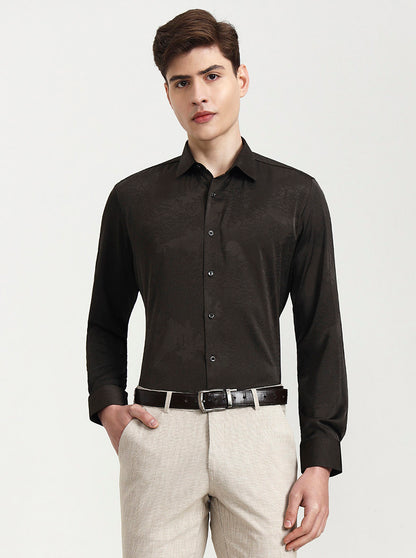 Olive Solid Slim Fit Party Wear Shirt | Wyre