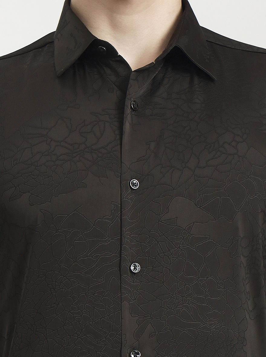 Olive Solid Slim Fit Party Wear Shirt | Wyre