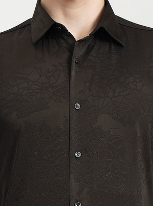 Olive Solid Slim Fit Party Wear Shirt | Wyre