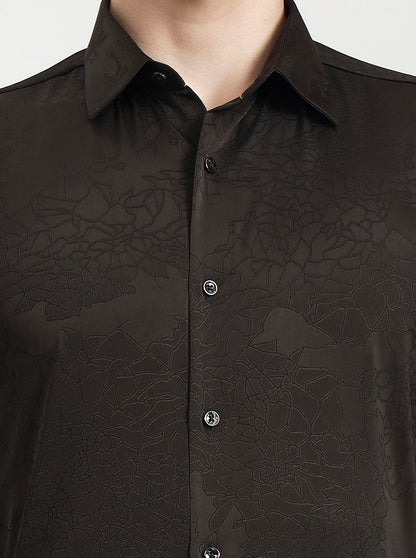 Olive Solid Slim Fit Party Wear Shirt | Wyre