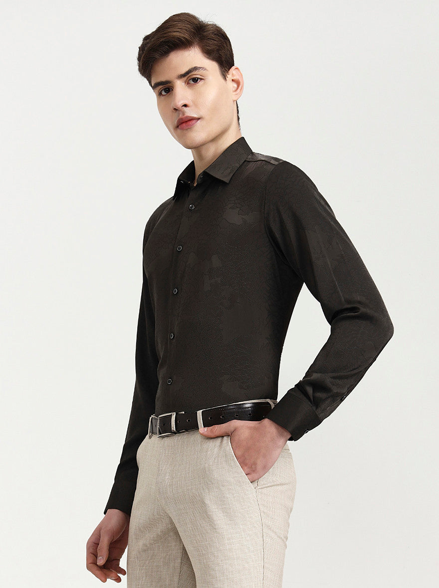 Olive Solid Slim Fit Party Wear Shirt | Wyre