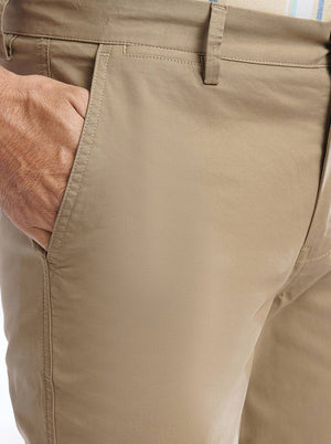Beige Solid Uno Fit Casual Trouser | JadeBlue