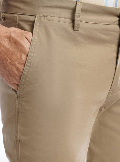 Beige Solid Uno Fit Casual Trouser | JadeBlue