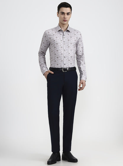 Beige & Brown Printed Slim Fit Party Wear Shirt | Wyre