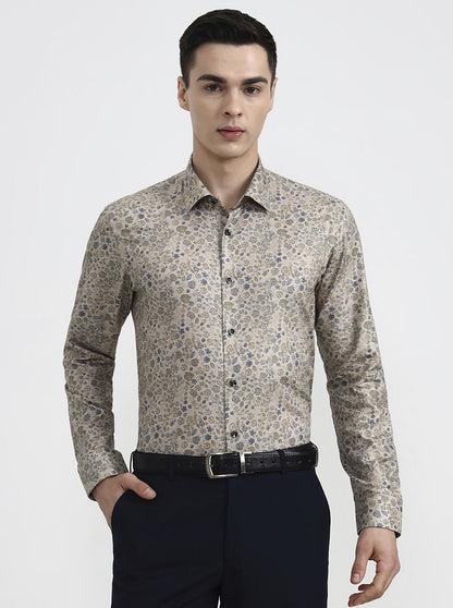Fawn Printed Slim Fit Party Wear Shirt | Wyre