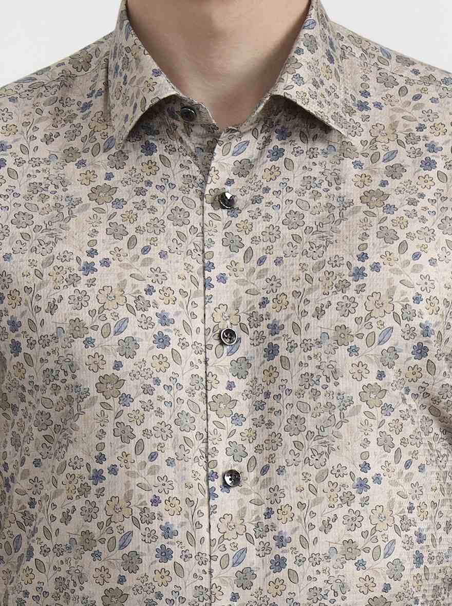 Fawn Printed Slim Fit Party Wear Shirt | Wyre