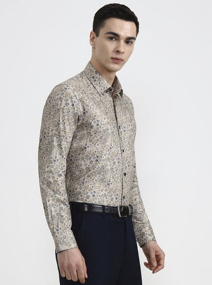 Fawn Printed Slim Fit Party Wear Shirt | Wyre