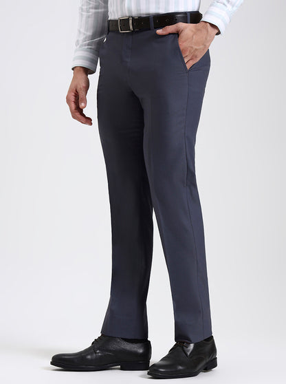 Blue Solid Slim Fit Formal Trouser | JadeBlue Super Luxe