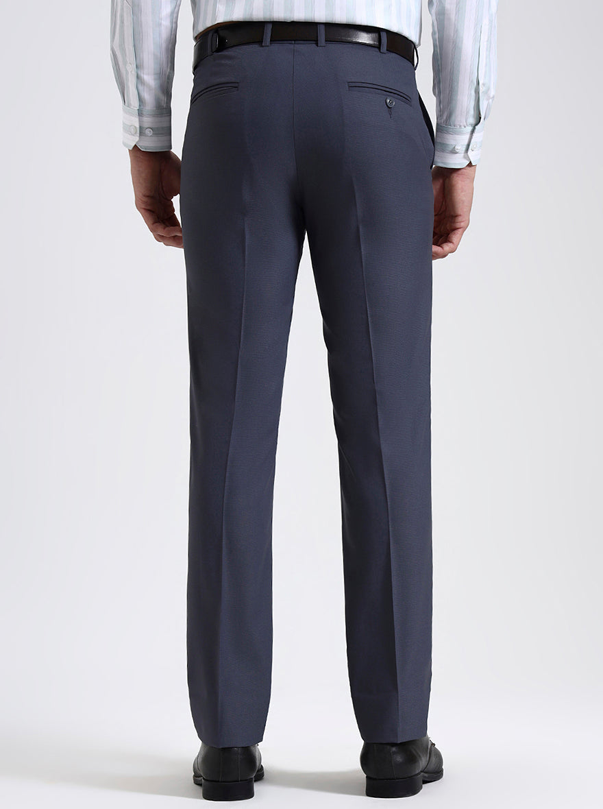 Blue Solid Slim Fit Formal Trouser | JadeBlue Super Luxe